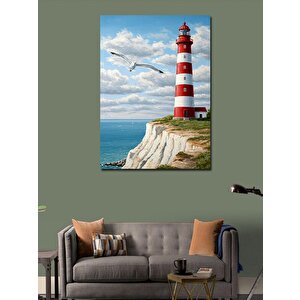 Kanvas Tablo Deniz Feneri Ve Martılar 50x70 cm