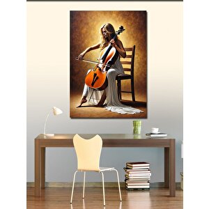 Kanvas Tablo Çello Çalan Kadın 100x140 cm