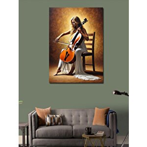 Kanvas Tablo Çello Çalan Kadın 100x140 cm