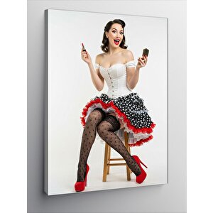 Kanvas Tablo Kırmızı Topuklu Kadın 70x100 cm