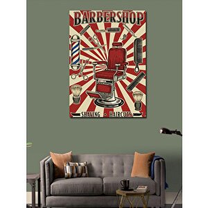 Kanvas Tablo Barber Shop Reklam Afişi 100x140 cm