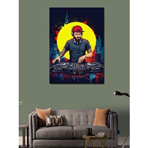 Kanvas Tablo Dj Ve Gece Şehri Manzarası 100x140 cm