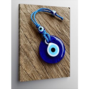 Kanvas Tablo Nazar Boncuğu Ve Ahşap 100x140 cm