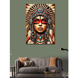 Kanvas Tablo Kızılderili Kadın Deseni 50x70 cm