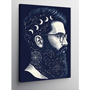 Kanvas Tablo Yıldızlarla Süslenmiş Sakallı Adam 100x140 cm