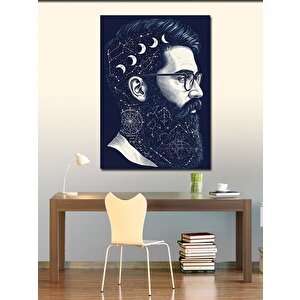 Kanvas Tablo Yıldızlarla Süslenmiş Sakallı Adam 100x140 cm