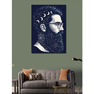 Kanvas Tablo Yıldızlarla Süslenmiş Sakallı Adam 100x140 cm