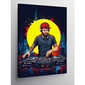 Kanvas Tablo Dj Ve Gece Şehri Manzarası 50x70 cm