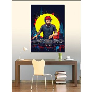 Kanvas Tablo Dj Ve Gece Şehri Manzarası 50x70 cm
