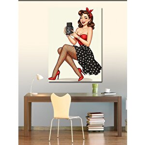 Kanvas Tablo Fotoğraf Çeken Retro Kadın 50x70 cm