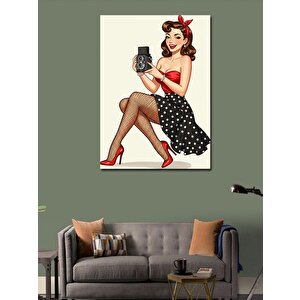 Kanvas Tablo Fotoğraf Çeken Retro Kadın 50x70 cm