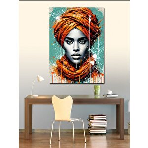 Kanvas Tablo Turuncu Türbanlı Kadın 50x70 cm