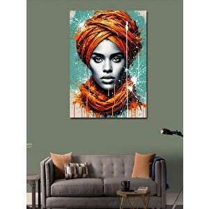 Kanvas Tablo Turuncu Türbanlı Kadın 50x70 cm