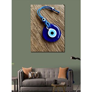 Kanvas Tablo Nazar Boncuğu Ve Ahşap 70x100 cm