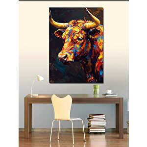 Kanvas Tablo Renkli Boğa Portresi 100x140 cm