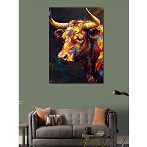 Kanvas Tablo Renkli Boğa Portresi 100x140 cm