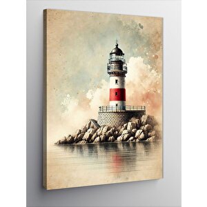 Kanvas Tablo Deniz Feneri Ve Dalgalar 100x140 cm