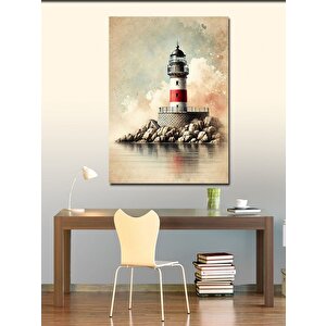 Kanvas Tablo Deniz Feneri Ve Dalgalar 100x140 cm