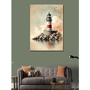 Kanvas Tablo Deniz Feneri Ve Dalgalar 100x140 cm