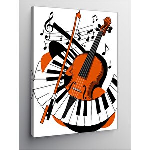 Kanvas Tablo Keman Ve Piyano Notaları 70x100 cm