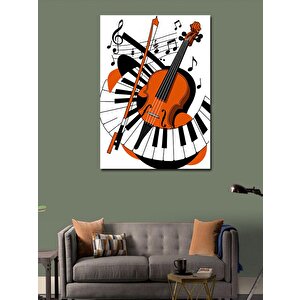 Kanvas Tablo Keman Ve Piyano Notaları 70x100 cm