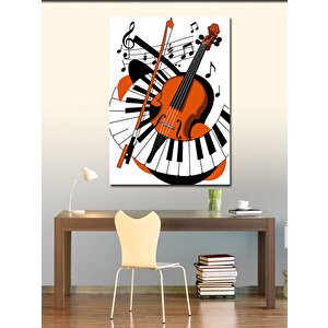 Kanvas Tablo Keman Ve Piyano Notaları 50x70 cm