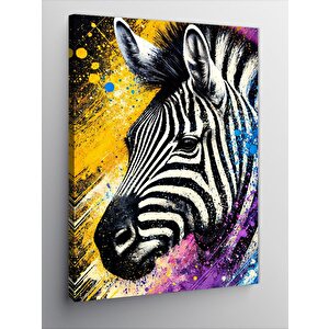 Kanvas Tablo Zebra Ve Renkli Kontrast 50x70 cm