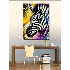 Kanvas Tablo Zebra Ve Renkli Kontrast 50x70 cm