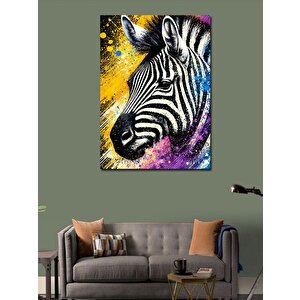 Kanvas Tablo Zebra Ve Renkli Kontrast 50x70 cm