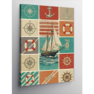 Kanvas Tablo Denizci Motifleri Deseni 50x70 cm