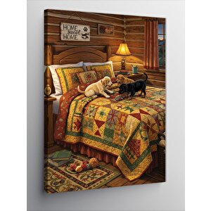 Kanvas Tablo Rustik Tarzda Yatak Odası 50x70 cm