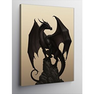 Kanvas Tablo Karanlıkta Ejderha Figürü 70x100 cm