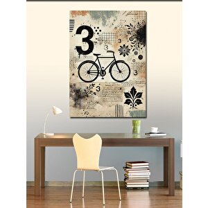 Kanvas Tablo Retro Bisiklet Ve Geometrik Desenler 100x140 cm