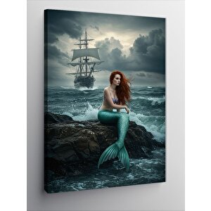 Kanvas Tablo Denizkızı Ve Yelkenli 70x100 cm