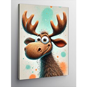 Kanvas Tablo Sevimli Geyik İllüstrasyonu 100x140 cm