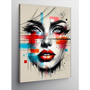 Kanvas Tablo Fırça Darbeli Kadın Portresi 50x70 cm