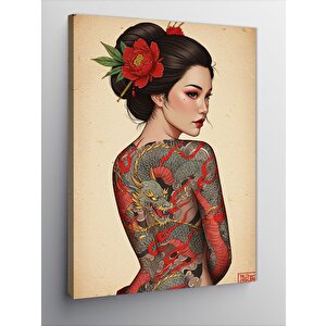 Kanvas Tablo Dövmeli Kadın Portresi 100x140 cm