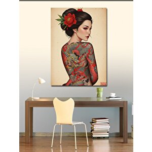 Kanvas Tablo Dövmeli Kadın Portresi 100x140 cm