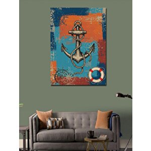 Kanvas Tablo Denizci Çapa Çizimi 70x100 cm