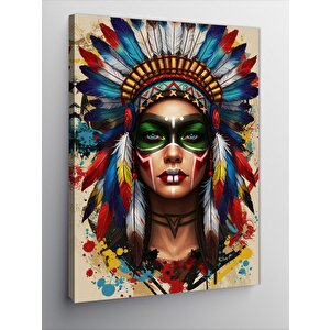 Kanvas Tablo Maskeli Kızılderili Portresi 100x140 cm