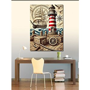 Kanvas Tablo Deniz Feneri Ve Yelkenli 70x100 cm