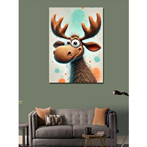 Kanvas Tablo Sevimli Geyik İllüstrasyonu 70x100 cm