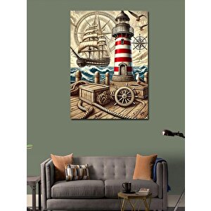 Kanvas Tablo Deniz Feneri Ve Yelkenli 50x70 cm
