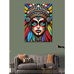 Kanvas Tablo Kızılderili Kadın Portresi 70x100 cm