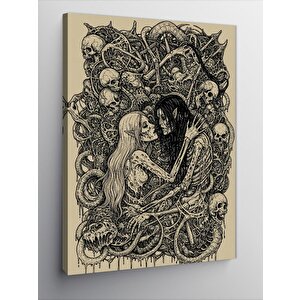 Kanvas Tablo İskeletlerle Sarılan Çift 100x140 cm