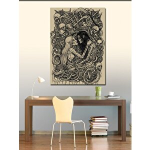 Kanvas Tablo İskeletlerle Sarılan Çift 100x140 cm