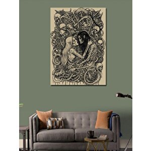 Kanvas Tablo İskeletlerle Sarılan Çift 100x140 cm