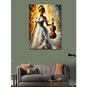 Kanvas Tablo Keman Tutan Gelin 50x70 cm