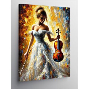 Kanvas Tablo Keman Tutan Gelin 100x140 cm