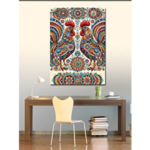 Kanvas Tablo Desenli Horoz Çifti 100x140 cm